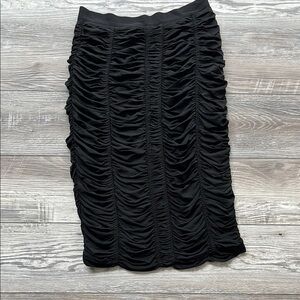 Burberry Black Ruched Midi Pencil Skirt